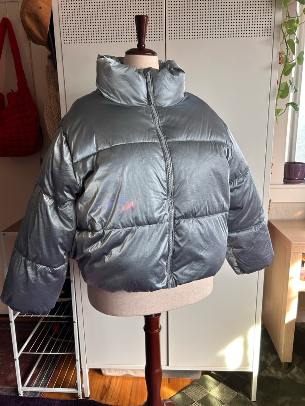 Old Navy Metallic Silver Puffer Jacket